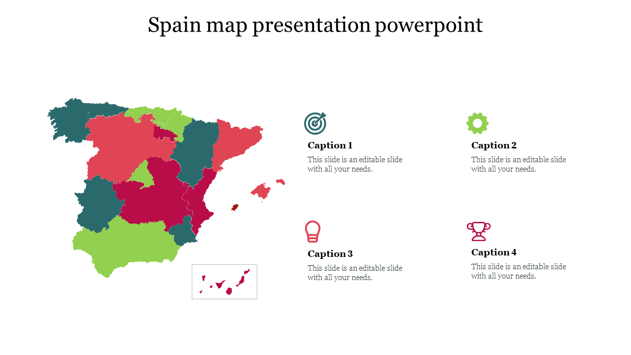 Spain Map Presentation PowerPoint Slides